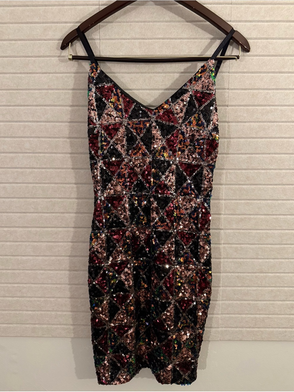 Shinestar Multicolor Geometric Sequin Mini Dress Size S Party